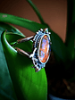 Stunning victorian rose, fire opal ring - Sterling - thumbnail 3