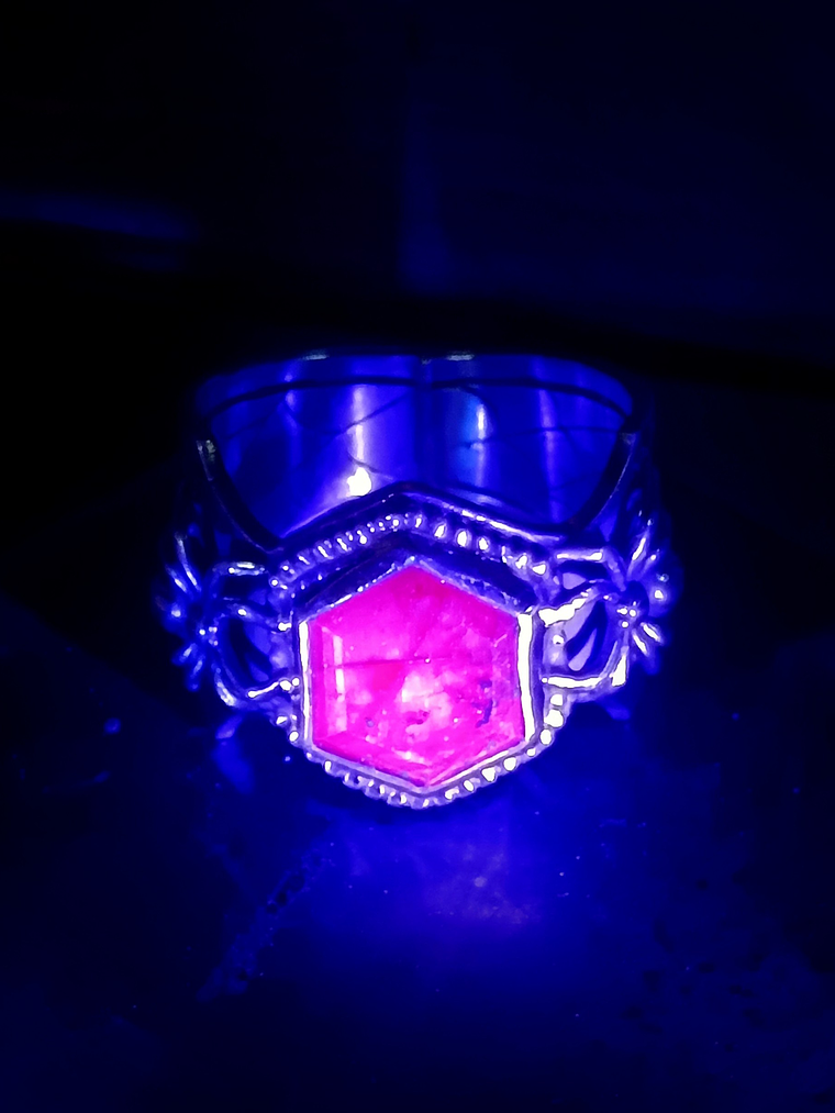 MTO - Hand engraved Ruby slice, engraved spiderweb ring - Sterling 2