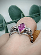 Sz 7.5 - Gothic Skulls, Pink Sapphire ring - Sterling - thumbnail 5