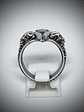Sz 7.5 - Gothic Skulls, Pink Sapphire ring - Sterling - thumbnail 4