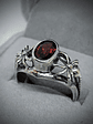 RTS - Gothic spider ring with Mozambique blood red garnet - Sterling - thumbnail 1