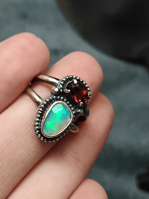 MTO- Opal and garnet ring