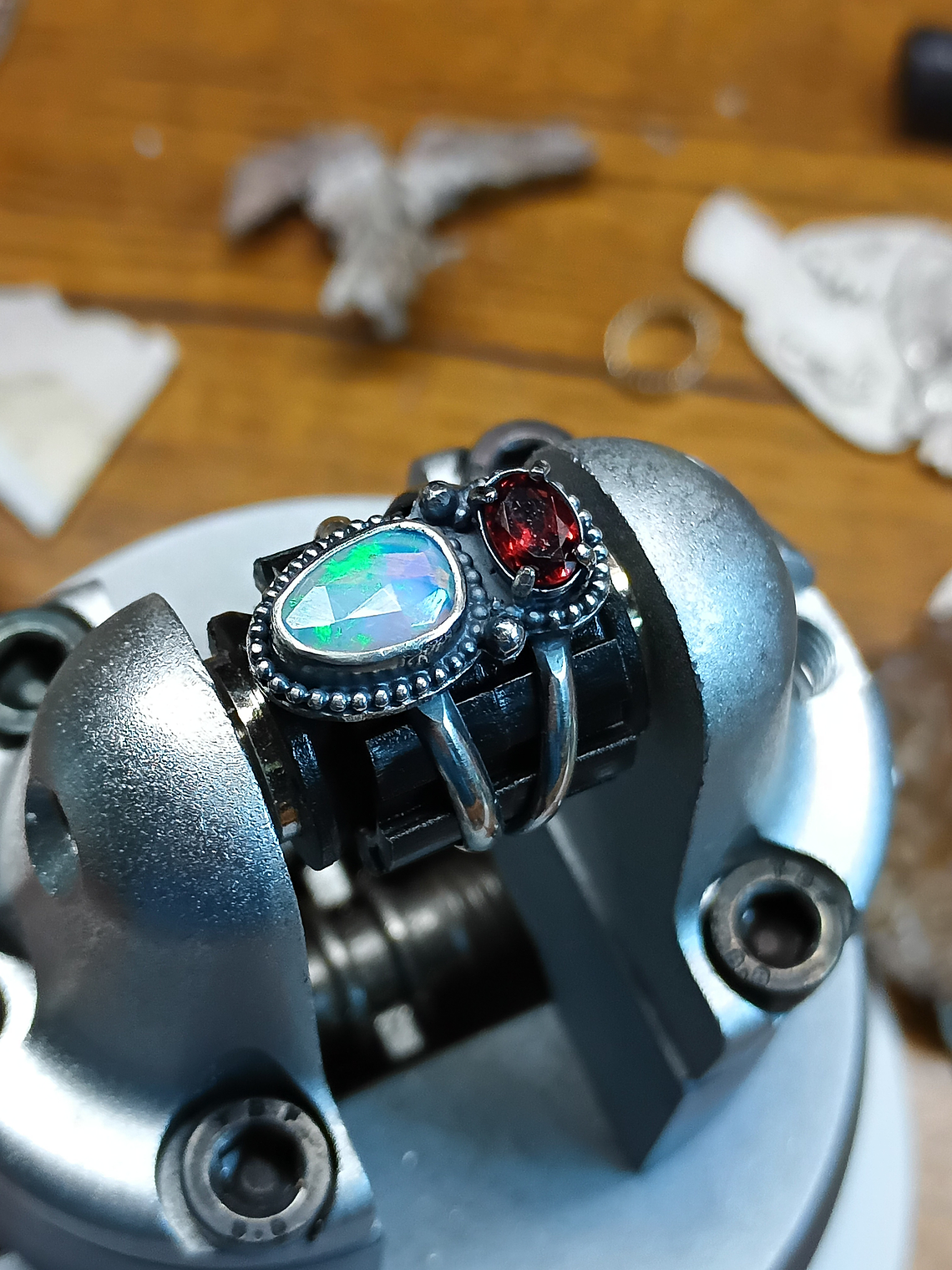 MTO- Opal and garnet ring 2