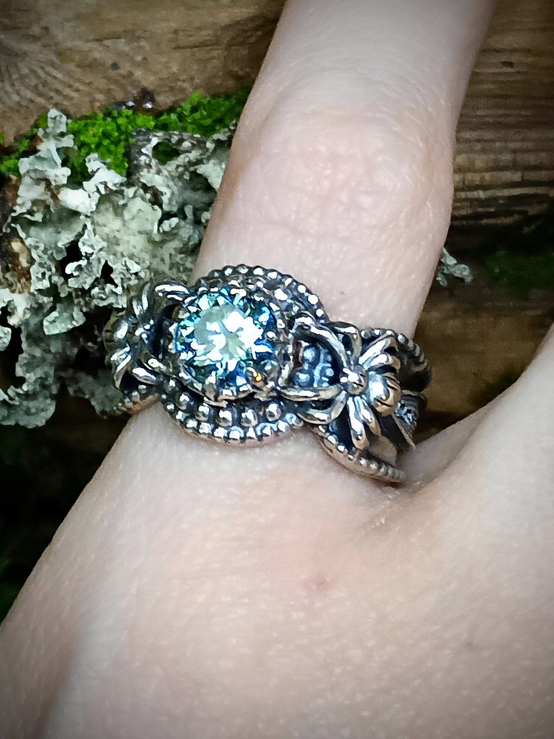 1ct blue moisonite spider ring 1