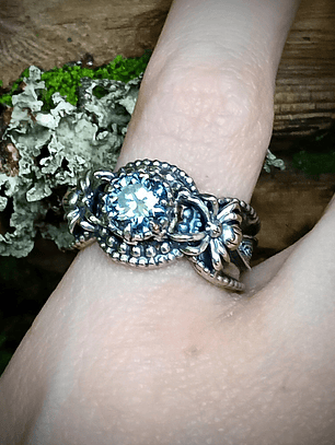 1ct blue moisonite spider ring