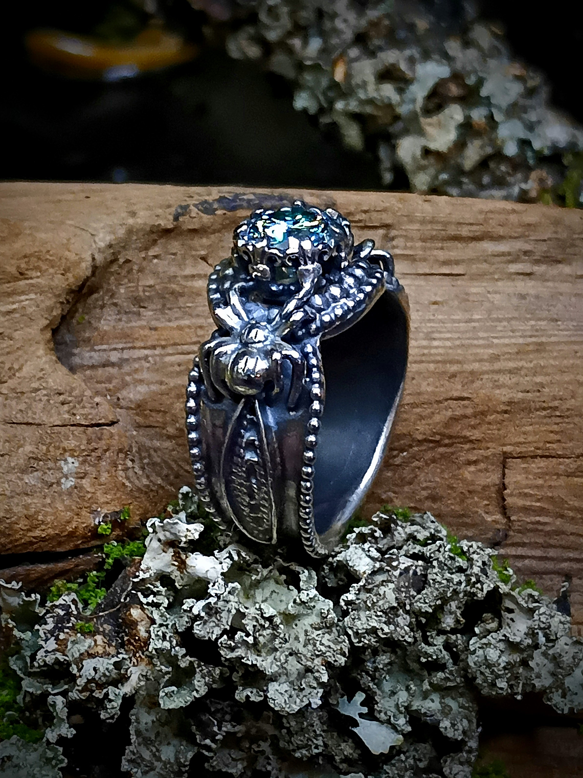 1ct blue moisonite spider ring 2