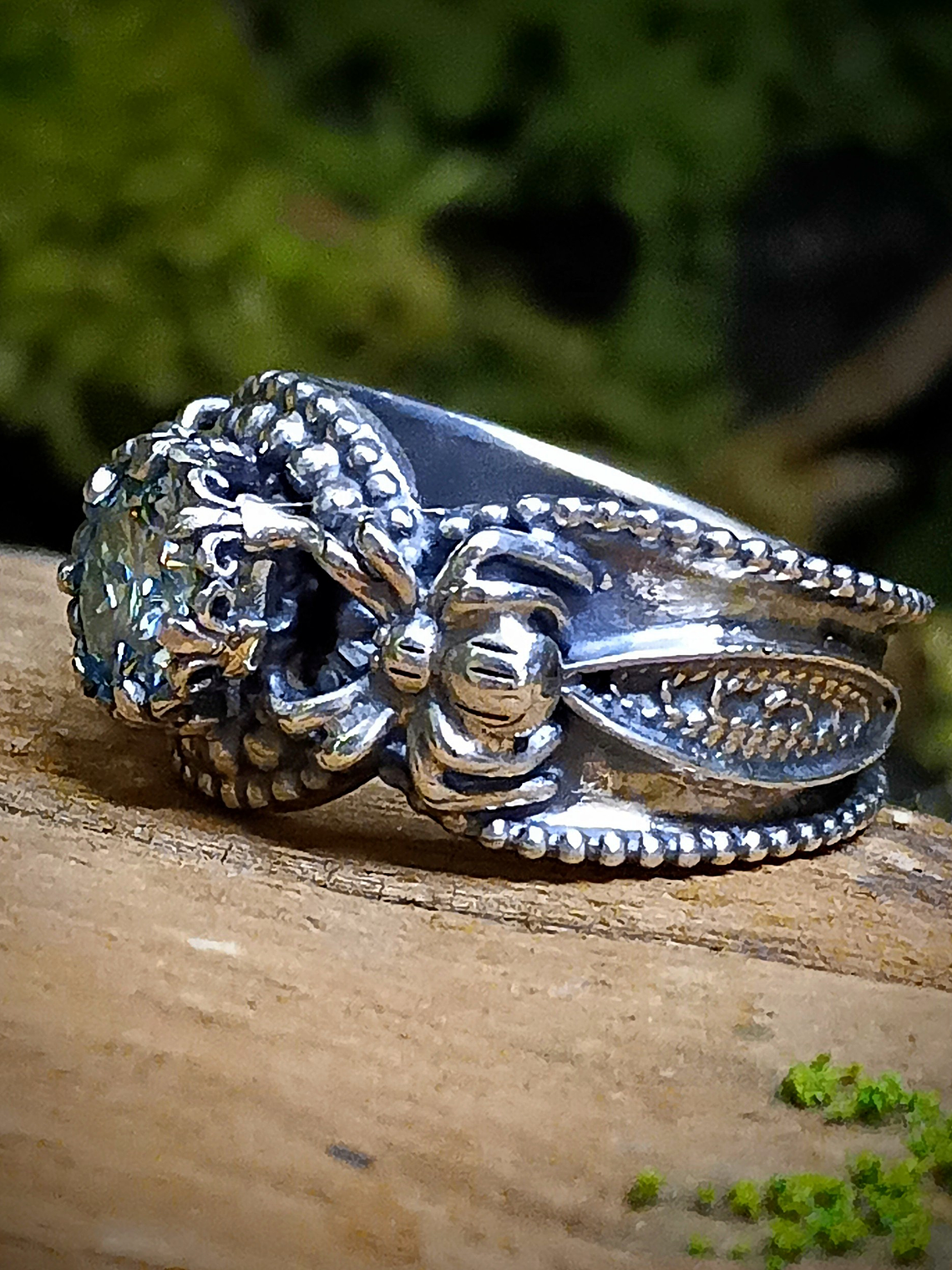 1ct blue moisonite spider ring 3