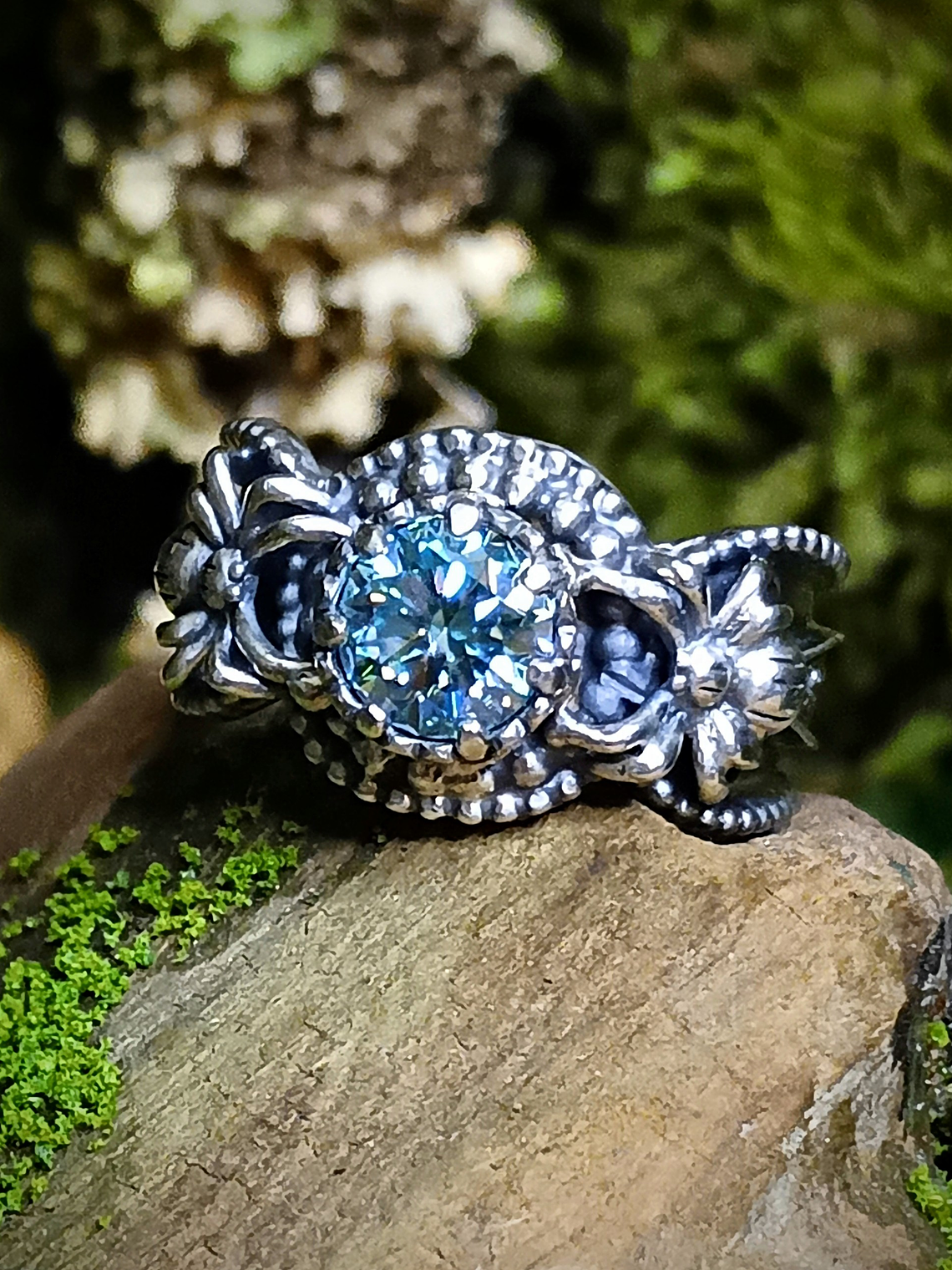 1ct blue moisonite spider ring 5