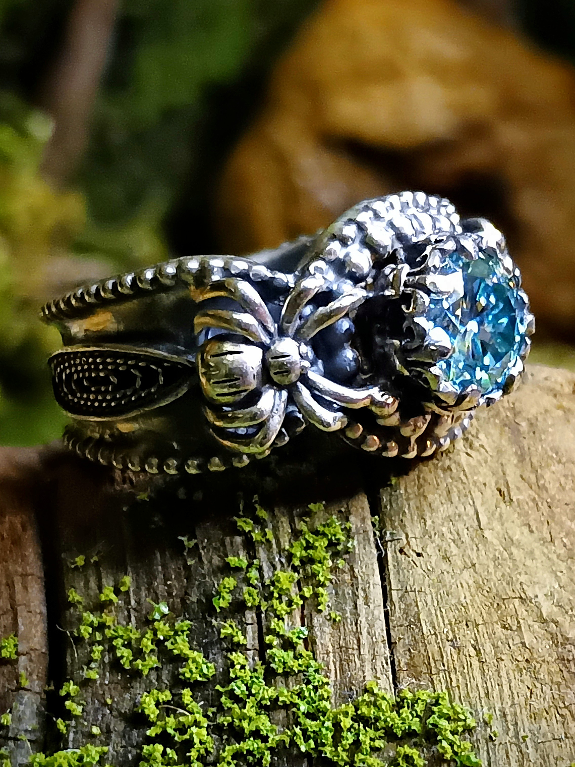 1ct blue moisonite spider ring 6