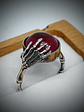 Gothic skeleton hand and ruby ring - thumbnail 1