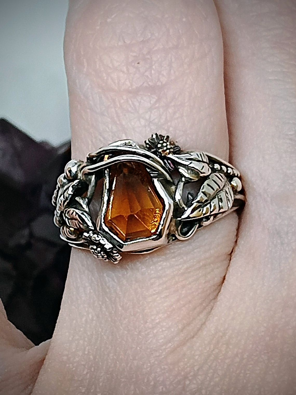 Coffin cut garnet ring 1