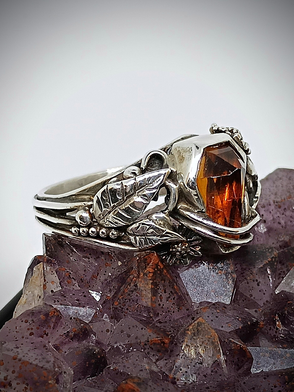 Coffin cut garnet ring 2