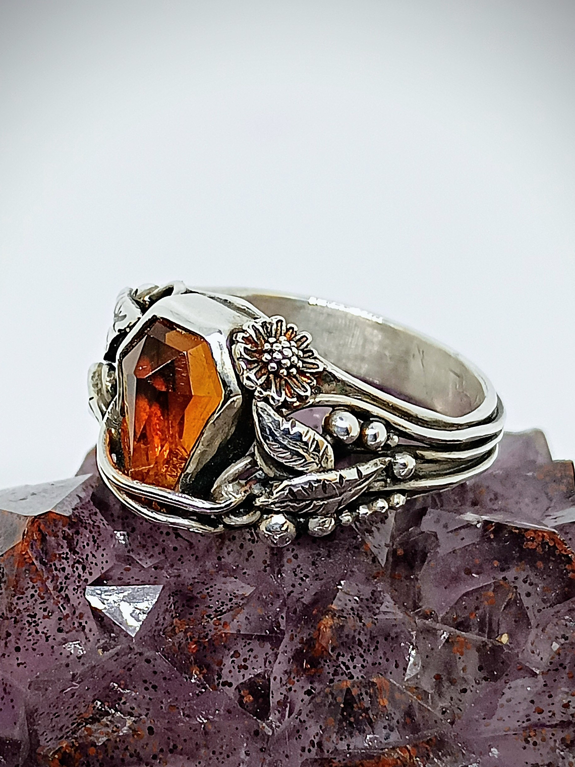 Coffin cut garnet ring 6