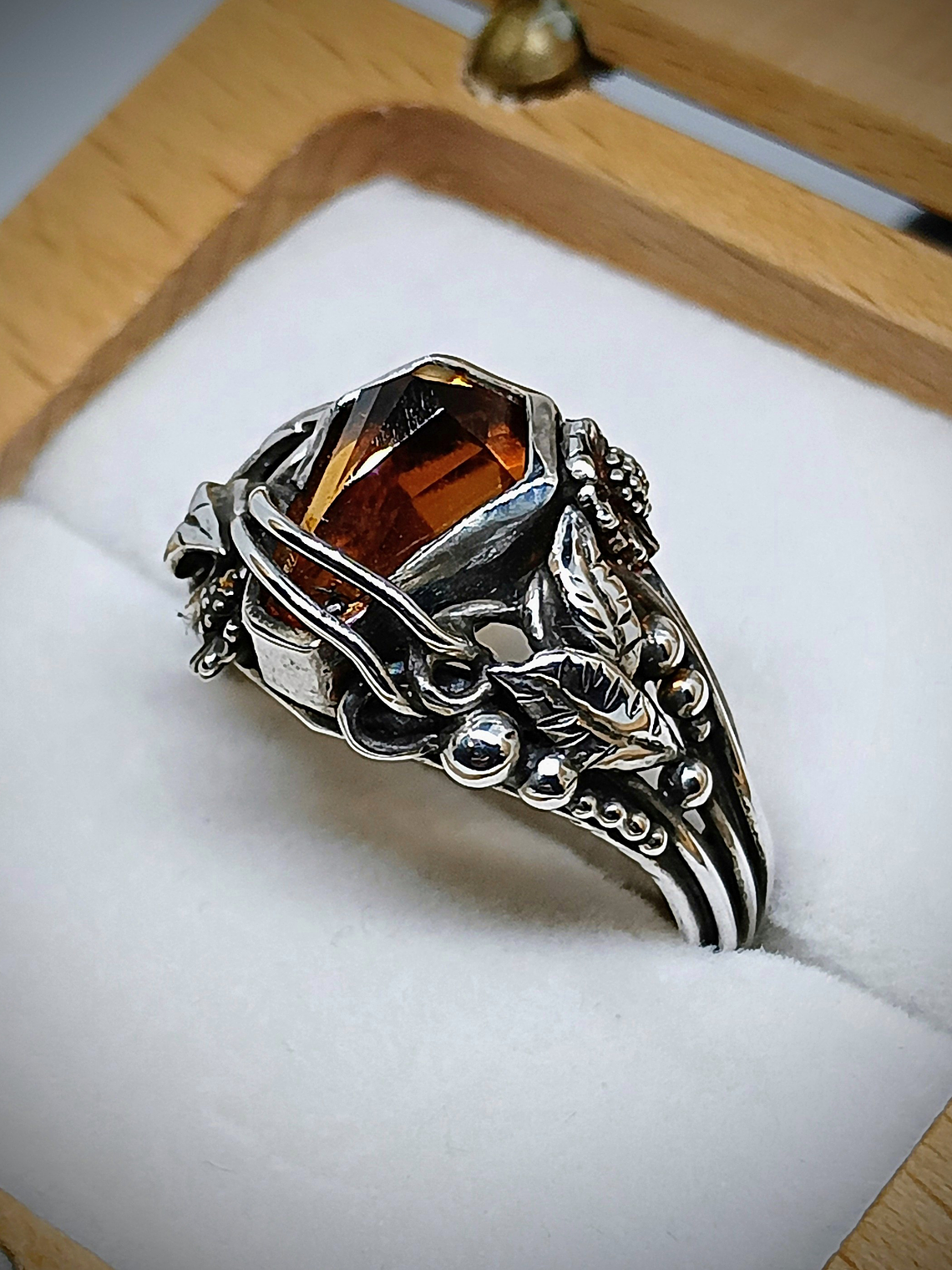 Coffin cut garnet ring 7