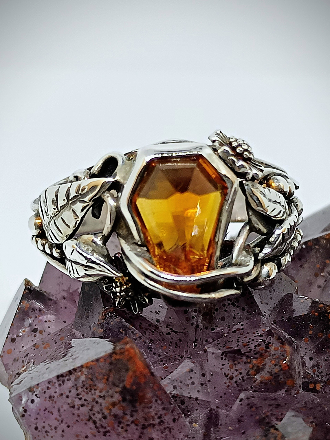 Coffin cut garnet ring 8