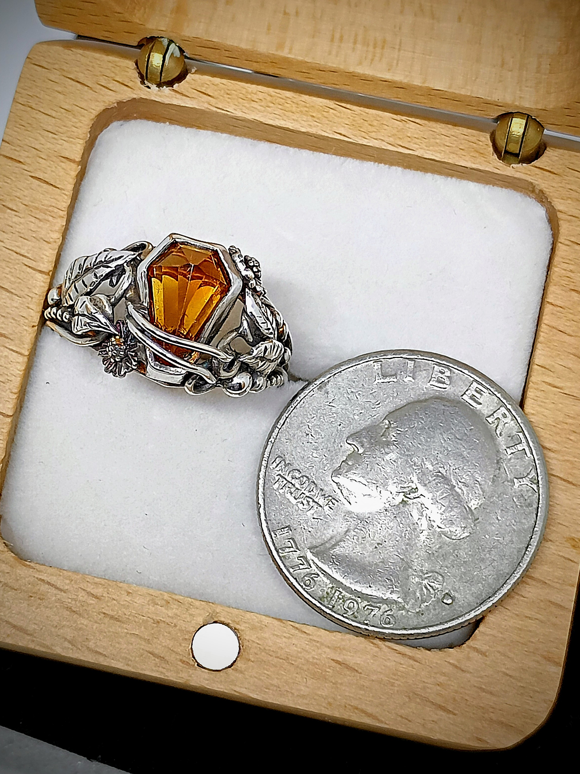 Coffin cut garnet ring 9