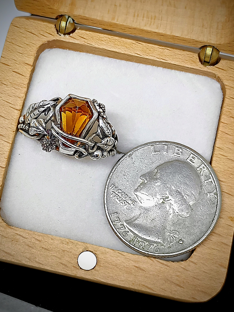 Coffin cut garnet ring 9