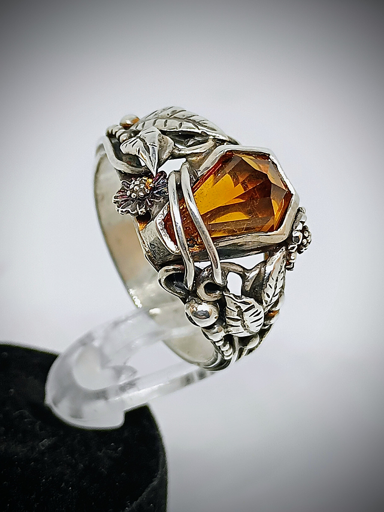 Coffin cut garnet ring 12