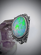 Gothic Opal and bat ring sz 8, Sterling - thumbnail 3