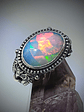 Gothic Opal and bat ring sz 8, Sterling - thumbnail 1