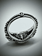 Gothic skulls and Madagascar rainbow moonstone ring - sz 7.25 - Sterling - - thumbnail 3