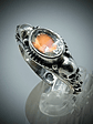 Gothic skulls and Madagascar rainbow moonstone ring - sz 7.25 - Sterling - - thumbnail 1