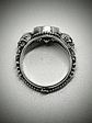 Gothic skulls and Madagascar rainbow moonstone ring - sz 7.25 - Sterling - - thumbnail 4
