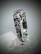 Gothic skulls and Madagascar rainbow moonstone ring - sz 7.25 - Sterling - - thumbnail 2