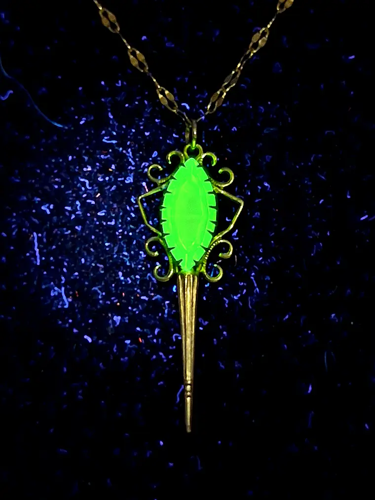 Art Deco style, Gold-plated Uranium glass pendant  #Bp004 5