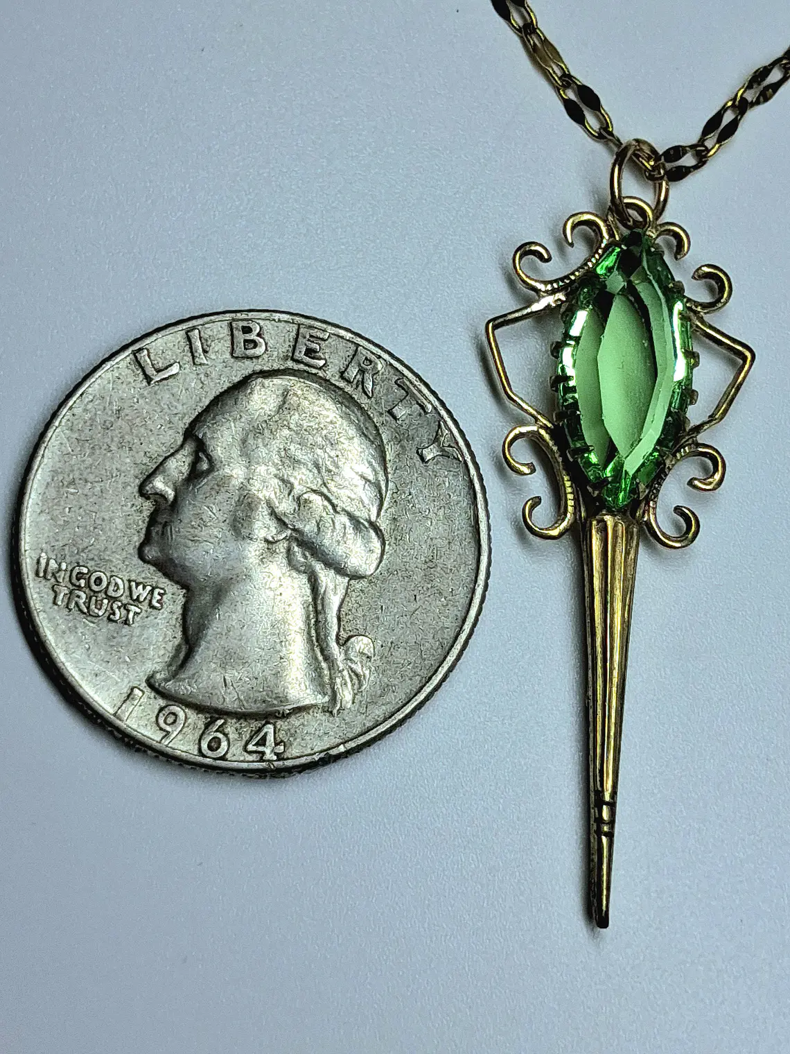 Art Deco style, Gold-plated Uranium glass pendant  #Bp004 4