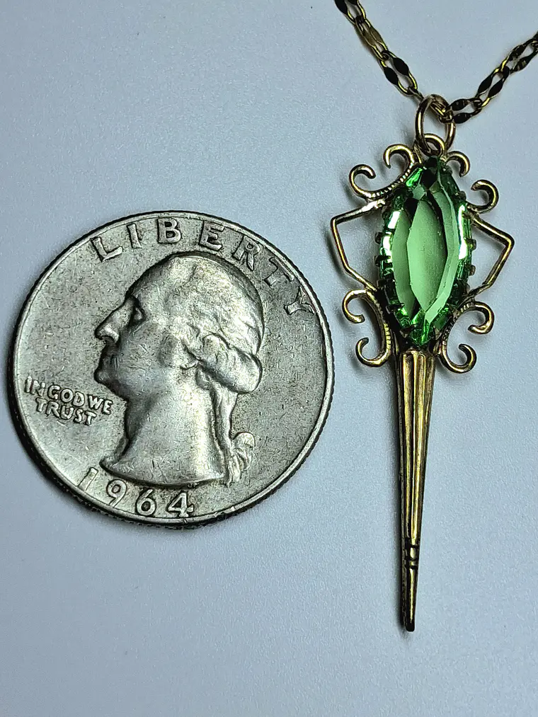 Art Deco style, Gold-plated Uranium glass pendant  #Bp004 4