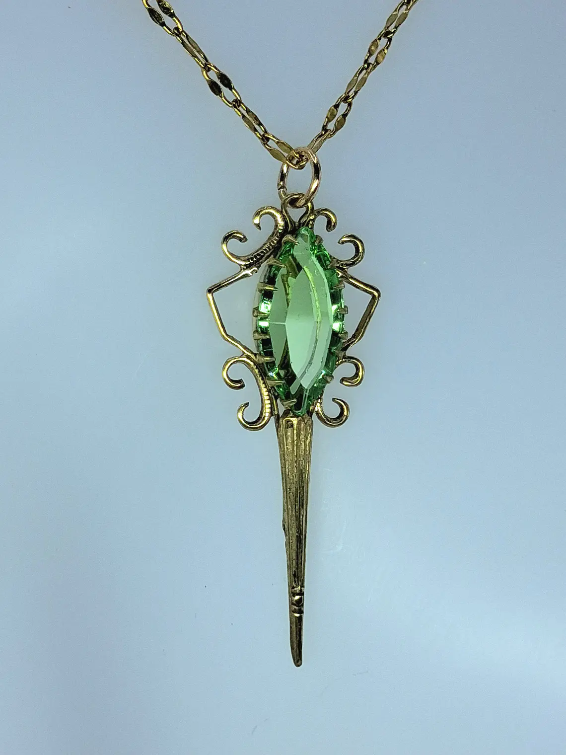 Art Deco style, Gold-plated Uranium glass pendant  #Bp004 3