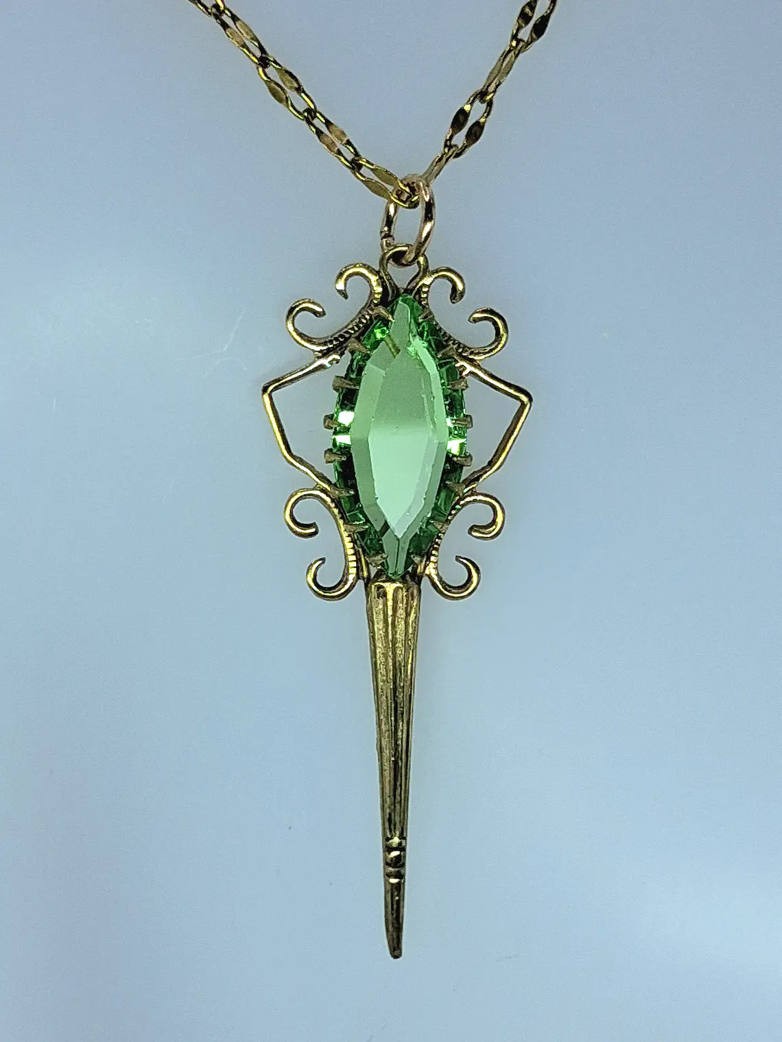 Art Deco style, Gold-plated Uranium glass pendant  #Bp004 2