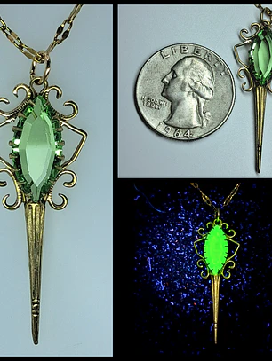Art Deco style, Gold-plated Uranium glass pendant  #Bp004