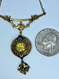 Victorian style, gold-plated Uranium glass Necklace #BN005 - thumbnail 4