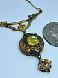 Victorian style, gold-plated Uranium glass Necklace #BN005 - thumbnail 5