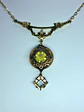 Victorian style, gold-plated Uranium glass Necklace #BN005 - thumbnail 2