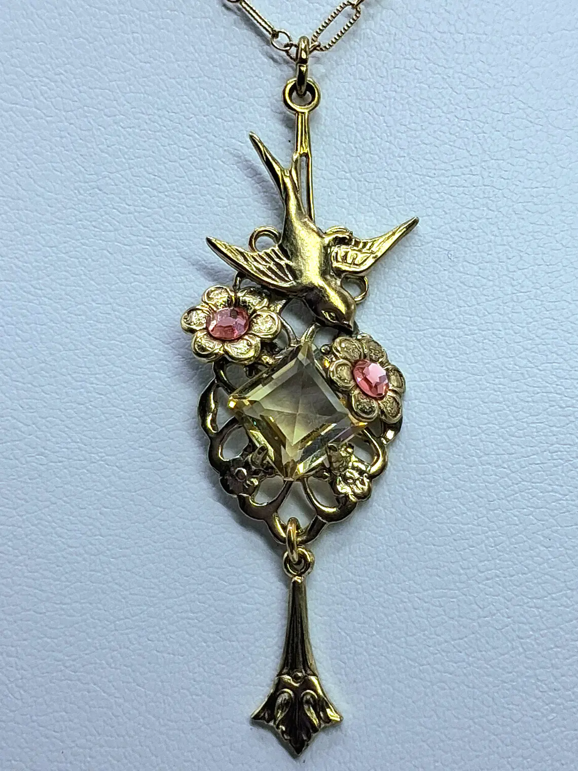 Whimsical gold plated Uranium glass pendant #Bp007 3