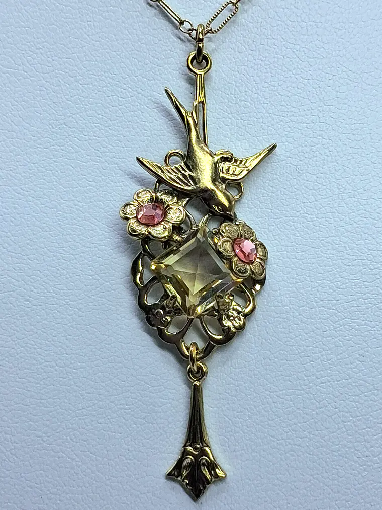 Whimsical gold plated Uranium glass pendant #Bp007 3