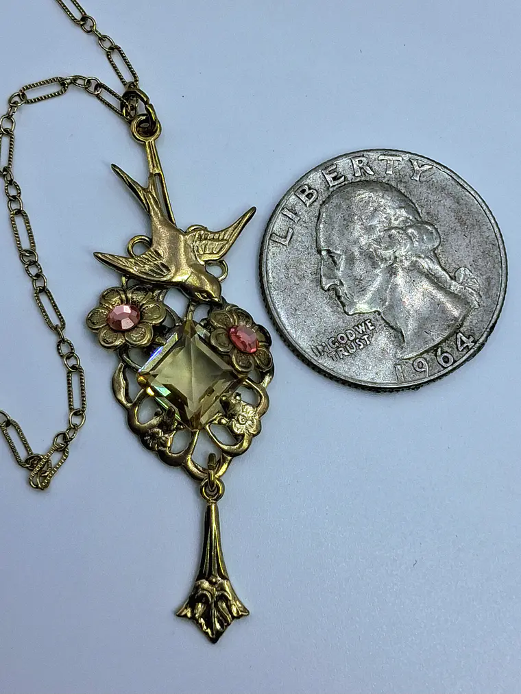 Whimsical gold plated Uranium glass pendant #Bp007 4