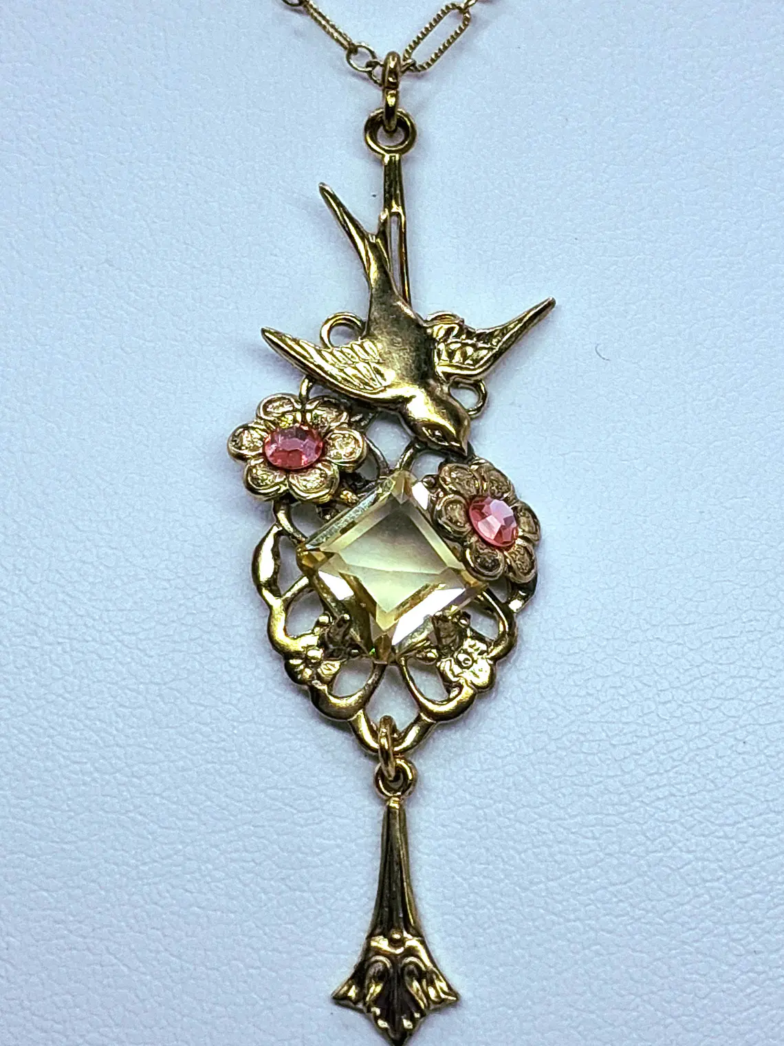 Whimsical gold plated Uranium glass pendant #Bp007 2