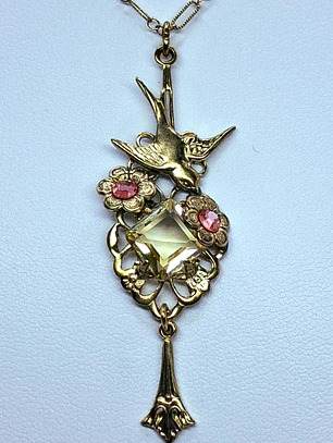 Whimsical gold plated Uranium glass pendant #Bp007