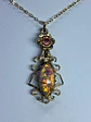 Sweet, Czech glass fire opal and Uranium glass pendant #Bp008 - thumbnail 3