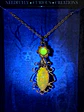 Sweet, Czech glass fire opal and Uranium glass pendant #Bp008 - thumbnail 5