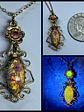 Sweet, Czech glass fire opal and Uranium glass pendant #Bp008 - thumbnail 1
