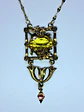 Gold-plated, Victorian/Art Deco inspired Uranium glass necklace #Bn010 - thumbnail 2