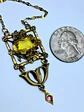 Gold-plated, Victorian/Art Deco inspired Uranium glass necklace #Bn010 - thumbnail 4