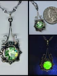 Simple, vintage inspired Apple green Uranium glass pendant  #Bp011 - thumbnail 1