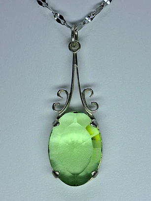 Simple, Vintage style, Large Uranium glass pendant #Bp013