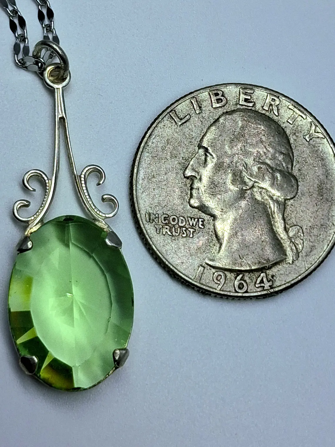 Simple, Vintage style, Large Uranium glass pendant #Bp013 4